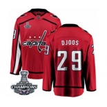 Men Washington Capitals #29 Christian Djoos Fanatics Branded Red Home Breakaway 2018 Stanley Cup Final Champions NHL Jersey