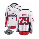 Men Washington Capitals #29 Christian Djoos Fanatics Branded White Away Breakaway 2018 Stanley Cup Final Champions NHL Jersey