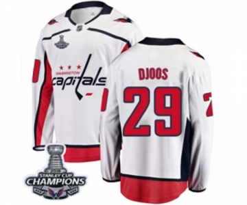 Men Washington Capitals #29 Christian Djoos Fanatics Branded White Away Breakaway 2018 Stanley Cup Final Champions NHL Jersey