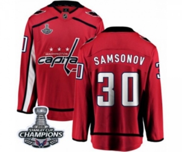 Men Washington Capitals #30 Ilya Samsonov Fanatics Branded Red Home Breakaway 2018 Stanley Cup Final Champions NHL Jersey