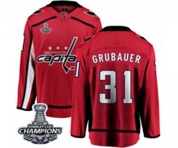 Men Washington Capitals #31 Philipp Grubauer Fanatics Branded Red Home Breakaway 2018 Stanley Cup Final Champions NHL Jersey