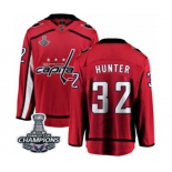 Men Washington Capitals #32 Dale Hunter Fanatics Branded Red Home Breakaway 2018 Stanley Cup Final Champions NHL Jersey