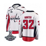 Men Washington Capitals #32 Dale Hunter Fanatics Branded White Away Breakaway 2018 Stanley Cup Final Champions NHL Jersey