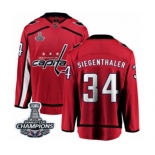 Men Washington Capitals #34 Jonas Siegenthaler Fanatics Branded Red Home Breakaway 2018 Stanley Cup Final Champions NHL Jersey