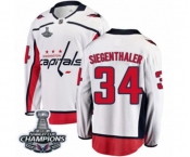 Men Washington Capitals #34 Jonas Siegenthaler Fanatics Branded White Away Breakaway 2018 Stanley Cup Final Champions NHL Jersey