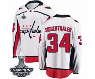 Men Washington Capitals #34 Jonas Siegenthaler Fanatics Branded White Away Breakaway 2018 Stanley Cup Final Champions NHL Jersey