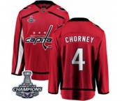 Men Washington Capitals #4 Taylor Chorney Fanatics Branded Red Home Breakaway 2018 Stanley Cup Final Champions NHL Jersey