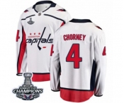 Men Washington Capitals #4 Taylor Chorney Fanatics Branded White Away Breakaway 2018 Stanley Cup Final Champions NHL Jersey