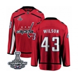 Men Washington Capitals #43 Tom Wilson Fanatics Branded Red Home Breakaway 2018 Stanley Cup Final Champions NHL Jersey