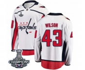 Men Washington Capitals #43 Tom Wilson Fanatics Branded White Away Breakaway 2018 Stanley Cup Final Champions NHL Jersey