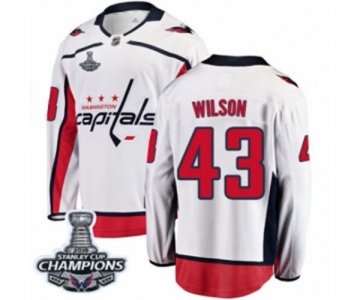 Men Washington Capitals #43 Tom Wilson Fanatics Branded White Away Breakaway 2018 Stanley Cup Final Champions NHL Jersey