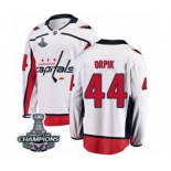 Men Washington Capitals #44 Brooks Orpik Fanatics Branded White Away Breakaway 2018 Stanley Cup Final Champions NHL Jersey