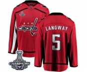 Men Washington Capitals #5 Rod Langway Fanatics Branded Red Home Breakaway 2018 Stanley Cup Final Champions NHL Jersey