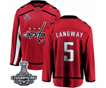 Men Washington Capitals #5 Rod Langway Fanatics Branded Red Home Breakaway 2018 Stanley Cup Final Champions NHL Jersey