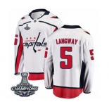 Men Washington Capitals #5 Rod Langway Fanatics Branded White Away Breakaway 2018 Stanley Cup Final Champions NHL Jersey