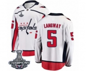 Men Washington Capitals #5 Rod Langway Fanatics Branded White Away Breakaway 2018 Stanley Cup Final Champions NHL Jersey