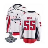 Men Washington Capitals #55 Aaron Ness Fanatics Branded White Away Breakaway 2018 Stanley Cup Final Champions NHL Jersey