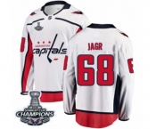 Men Washington Capitals #68 Jaromir Jagr Fanatics Branded White Away Breakaway 2018 Stanley Cup Final Champions NHL Jersey