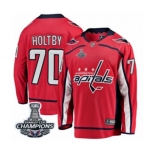 Men Washington Capitals #70 Braden Holtby Fanatics Branded Red Home Breakaway 2018 Stanley Cup Final Champions NHL Jersey