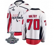 Men Washington Capitals #70 Braden Holtby Fanatics Branded White Away Breakaway 2018 Stanley Cup Final Champions NHL Jersey