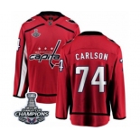 Men Washington Capitals #74 John Carlson Fanatics Branded Red Home Breakaway 2018 Stanley Cup Final Champions NHL Jersey