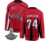 Men Washington Capitals #74 John Carlson Fanatics Branded Red Home Breakaway 2018 Stanley Cup Final Champions NHL Jersey