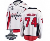 Men Washington Capitals #74 John Carlson Fanatics Branded White Away Breakaway 2018 Stanley Cup Final Champions NHL Jersey