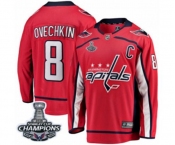 Men Washington Capitals #8 Alex Ovechkin Fanatics Branded Red Home Breakaway 2018 Stanley Cup Final Champions NHL Jersey