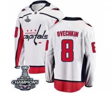 Men Washington Capitals #8 Alex Ovechkin Fanatics Branded White Away Breakaway 2018 Stanley Cup Final Champions NHL Jersey