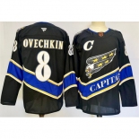 Men Washington Capitals 8 Alexander Ovechkin Black 2024 25 C Patch Home Stitched Hockey Jersey