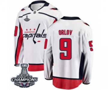 Men Washington Capitals #9 Dmitry Orlov Fanatics Branded White Away Breakaway 2018 Stanley Cup Final Champions NHL Jersey