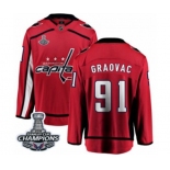 Men Washington Capitals #91 Tyler Graovac Fanatics Branded Red Home Breakaway 2018 Stanley Cup Final Champions NHL Jersey