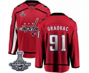 Men Washington Capitals #91 Tyler Graovac Fanatics Branded Red Home Breakaway 2018 Stanley Cup Final Champions NHL Jersey