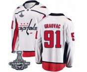 Men Washington Capitals #91 Tyler Graovac Fanatics Branded White Away Breakaway 2018 Stanley Cup Final Champions NHL Jersey