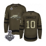 Men's Adidas Washington Capitals #10 Brett Connolly Authentic Green Salute to Service 2018 Stanley Cup Final NHL Jersey