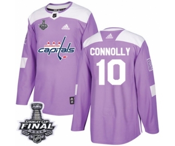 Men's Adidas Washington Capitals #10 Brett Connolly Authentic Purple Fights Cancer Practice 2018 Stanley Cup Final NHL Jersey