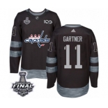 Men's Adidas Washington Capitals #11 Mike Gartner Authentic Black 1917-2017 100th Anniversary 2018 Stanley Cup Final NHL Jersey