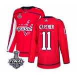 Men's Adidas Washington Capitals #11 Mike Gartner Authentic Red Home 2018 Stanley Cup Final NHL Jersey