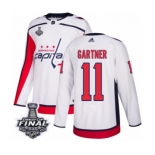 Men's Adidas Washington Capitals #11 Mike Gartner Authentic White Away 2018 Stanley Cup Final NHL Jersey