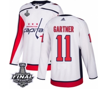 Men's Adidas Washington Capitals #11 Mike Gartner Authentic White Away 2018 Stanley Cup Final NHL Jersey