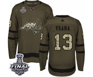 Men's Adidas Washington Capitals #13 Jakub Vrana Authentic Green Salute to Service 2018 Stanley Cup Final NHL Jersey