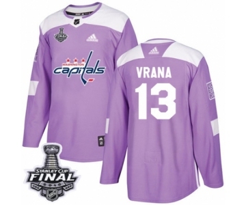 Men's Adidas Washington Capitals #13 Jakub Vrana Authentic Purple Fights Cancer Practice 2018 Stanley Cup Final NHL Jersey