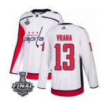 Men's Adidas Washington Capitals #13 Jakub Vrana Authentic White Away 2018 Stanley Cup Final NHL Jersey