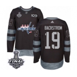 Men's Adidas Washington Capitals #19 Nicklas Backstrom Authentic Black 1917-2017 100th Anniversary 2018 Stanley Cup Final NHL Jersey