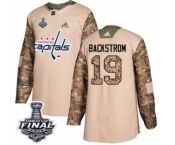 Men's Adidas Washington Capitals #19 Nicklas Backstrom Authentic Camo Veterans Day Practice 2018 Stanley Cup Final NHL Jersey