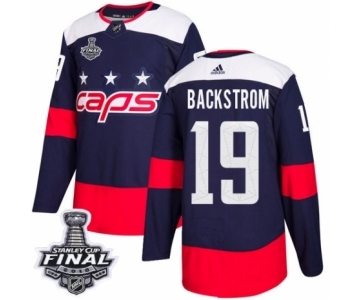 Men's Adidas Washington Capitals #19 Nicklas Backstrom Authentic Navy Blue 2018 Stadium Series 2018 Stanley Cup Final NHL Jersey