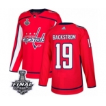 Men's Adidas Washington Capitals #19 Nicklas Backstrom Authentic Red Home 2018 Stanley Cup Final NHL Jersey