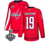 Men's Adidas Washington Capitals #19 Nicklas Backstrom Authentic Red Home 2018 Stanley Cup Final NHL Jersey