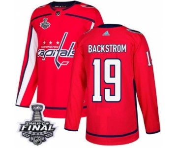 Men's Adidas Washington Capitals #19 Nicklas Backstrom Authentic Red Home 2018 Stanley Cup Final NHL Jersey