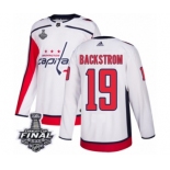 Men's Adidas Washington Capitals #19 Nicklas Backstrom Authentic White Away 2018 Stanley Cup Final NHL Jersey